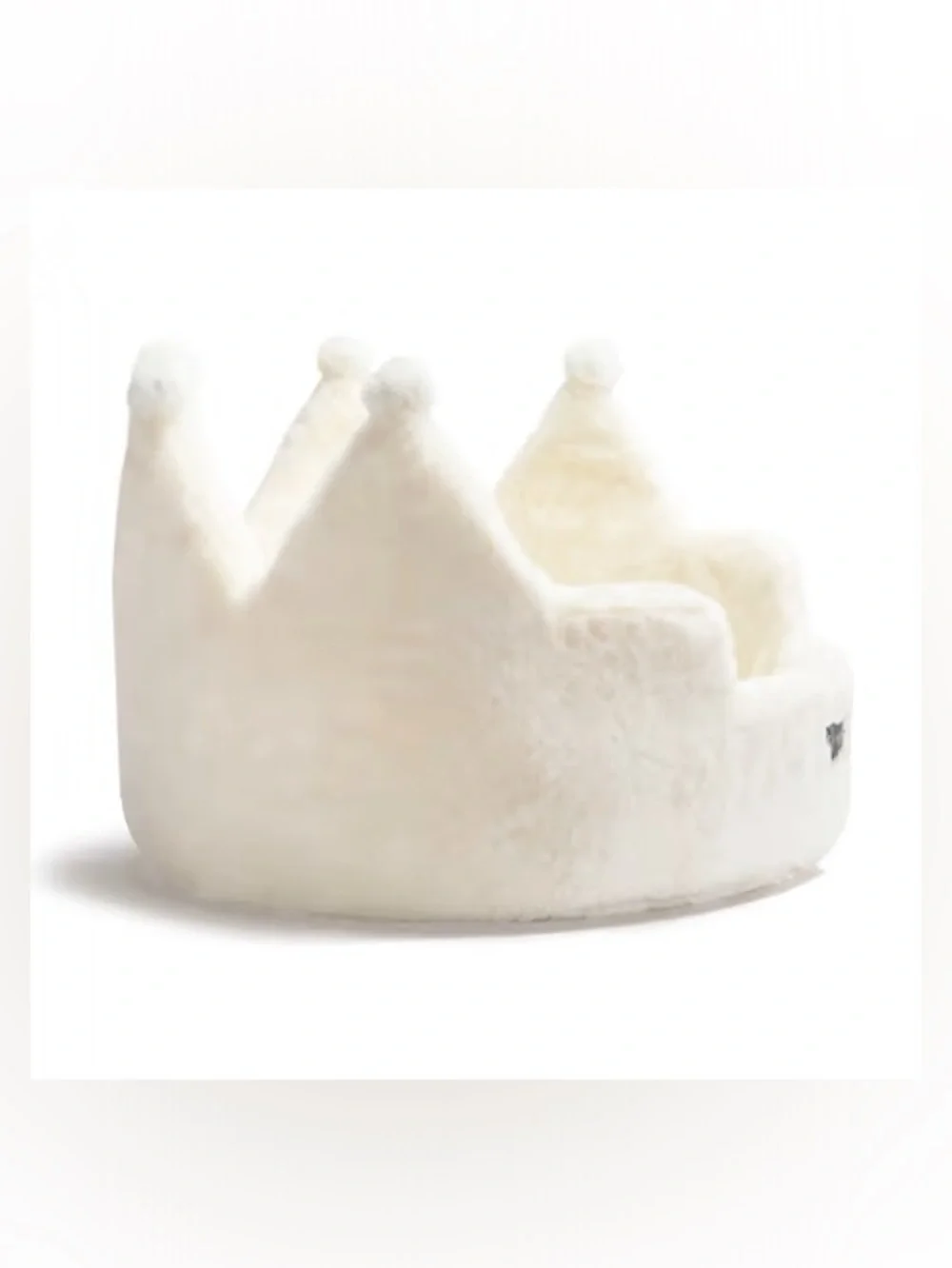 New Nandog Pet Gear Crown Dog Bed for Cats & Dogs Pearl White Ivory Cream, 16”